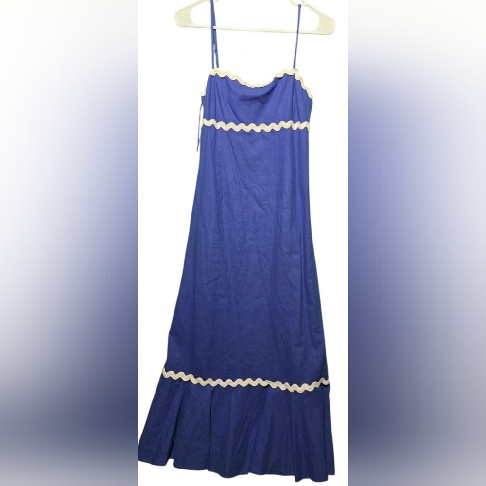 Lalavon NWT Blue Wave Maxi Dress Size Small PTP 17 - Picture 2 of 6